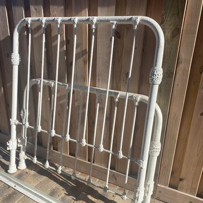 Solid Iron Bed 75 years old painted cream, full size, headboard 59.5