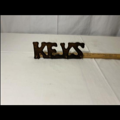 Wooden KEYS key holder with four Hooks