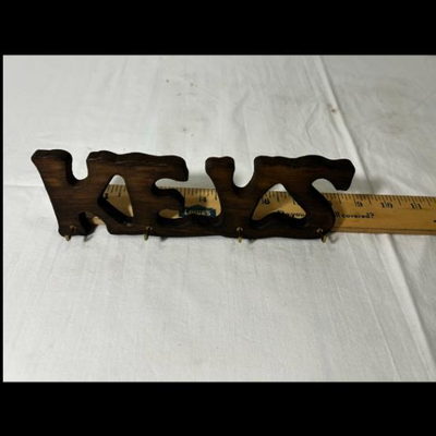 Wooden KEYS key holder with four Hooks