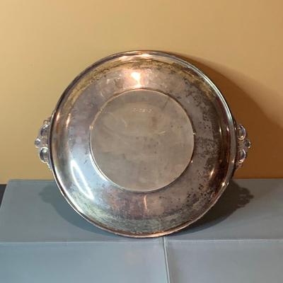 LOT 214R: Sterling Silver Engraved Serving Platter  Tw. 340.03g