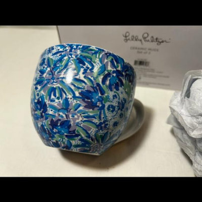 NEW Lilly Pulitzer Ceramic Mugs (Set of 2) Floral