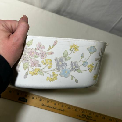 Vintage Corning Ware "Pastel Bouquet" & Casserole Dish Pyrex Lid