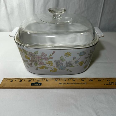 Vintage Corning Ware "Pastel Bouquet" & Casserole Dish Pyrex Lid