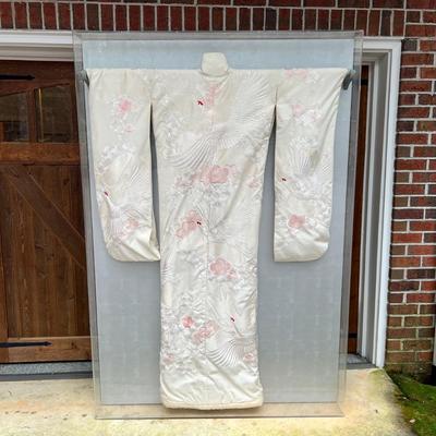 Silk Ceremonial Kimono in Plexiglass/Wood Display Case (G-RG)