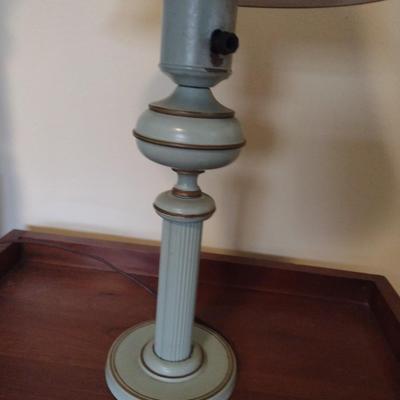 Vintage Metal Base and Shade Tole Lamp