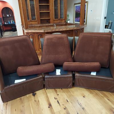 Brown Leather Three Piece Couch by Century (FR-BBL)