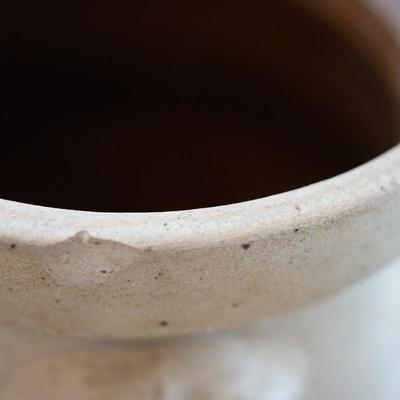 Stoneware handled jug with letter stamp 14"