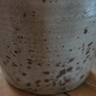 Stoneware handled jug with letter stamp 14"