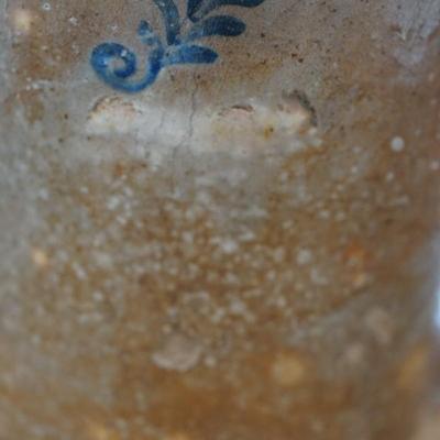 #3 HANDLED  JUG WITH COBALT BLUE DESIGN.