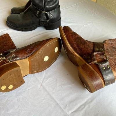 2 Pair Vintage Dingo Style Leather Boots (Black & Brown)
