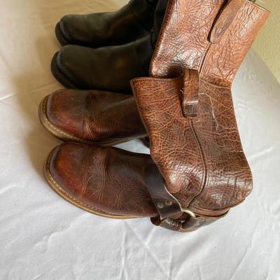 2 Pair Vintage Dingo Style Leather Boots (Black & Brown)