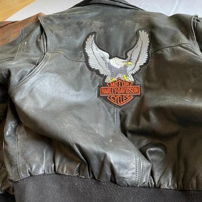 2 Vintage Leather Bomber Jackets (Black & Brown)