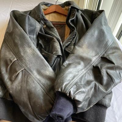 2 Vintage Leather Bomber Jackets (Black & Brown)