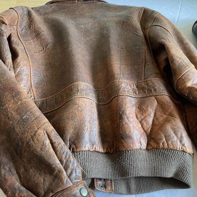 2 Vintage Leather Bomber Jackets (Black & Brown)