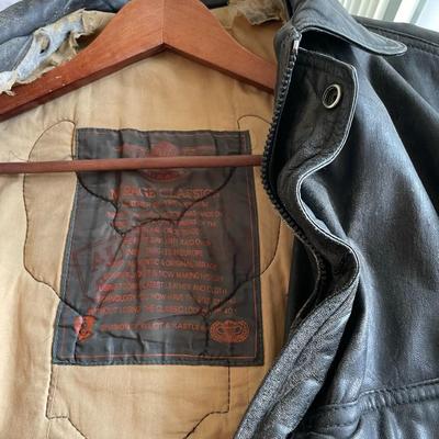 2 Vintage Leather Bomber Jackets (Black & Brown)