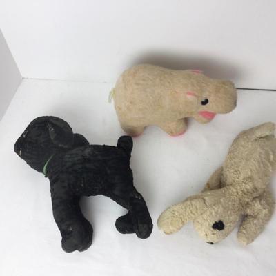 894 Vintage Wooden Rocking Horse & Assorted Stuffed Animals