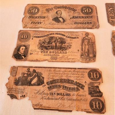 Lot #78  Fantastic Lot of 7 Authentic Confederate Bills