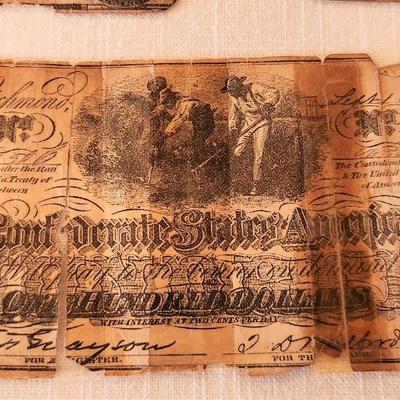 Lot #78  Fantastic Lot of 7 Authentic Confederate Bills