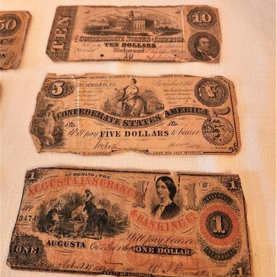 Lot #78  Fantastic Lot of 7 Authentic Confederate Bills