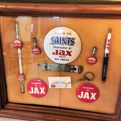 Lot #81  Lot of Framed JAX Beer Memorabilia
