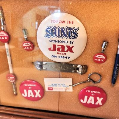 Lot #81  Lot of Framed JAX Beer Memorabilia