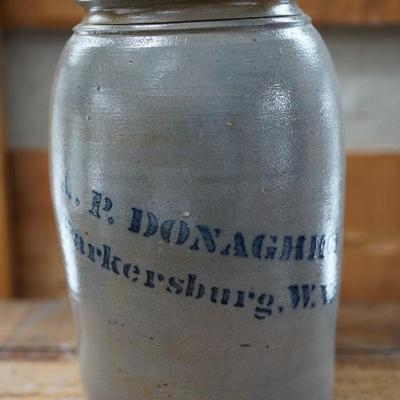 STONEWARE CANNING CROCK AP DONAGHHO PARKERSBURG W. VA