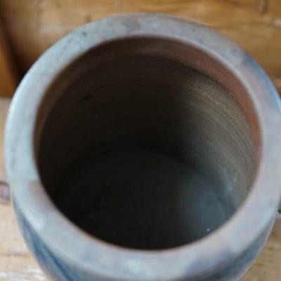 STONEWARE CANNING CROCK WITH BLUE COBALT DESIGN