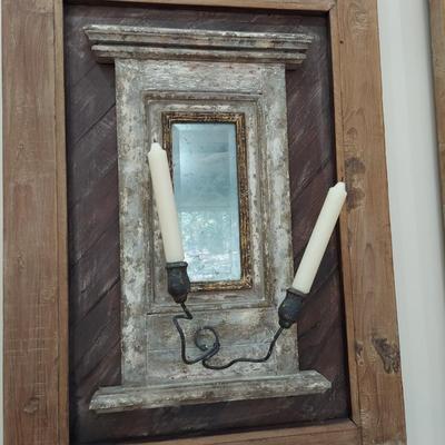 Two Wood and Mirror Wall Sconces (FR-BBL)