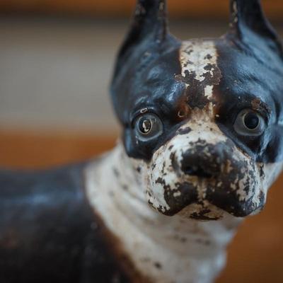 ANTIQUE CAST IRON BOSTON TERRIER DOOR STOP