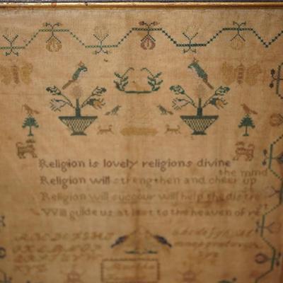 ANTIQUE SAMPLER MARTHA FOWLER UNDATED