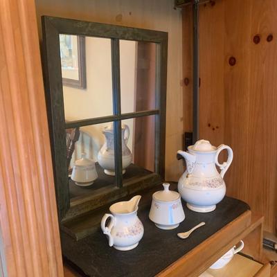 Wooden Knotty Pine Reimagined Coffee & Tea or Bar Center 74"H  44.5"W  22"depth with plug