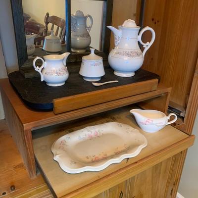 Wooden Knotty Pine Reimagined Coffee & Tea or Bar Center 74"H  44.5"W  22"depth with plug