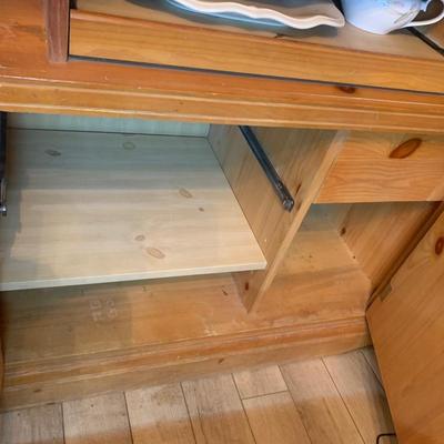 Wooden Knotty Pine Reimagined Coffee & Tea or Bar Center 74"H  44.5"W  22"depth with plug