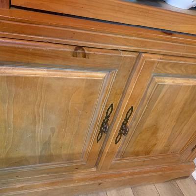 Wooden Knotty Pine Reimagined Coffee & Tea or Bar Center 74"H  44.5"W  22"depth with plug