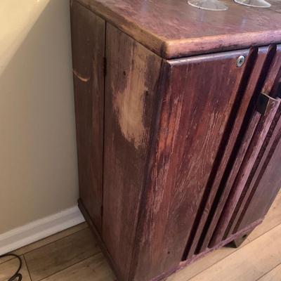 Bar with hinged magnetic closure doors with shelves -wooden 36"H  24"W  16"depth