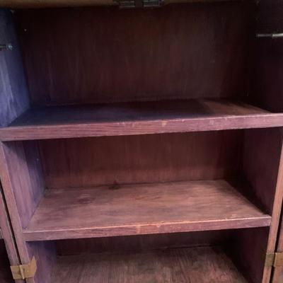 Bar with hinged magnetic closure doors with shelves -wooden 36"H  24"W  16"depth