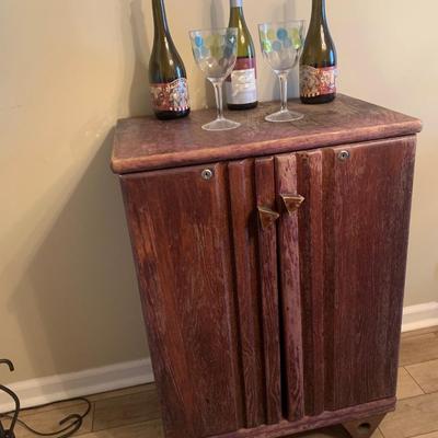 Bar with hinged magnetic closure doors with shelves -wooden 36"H  24"W  16"depth