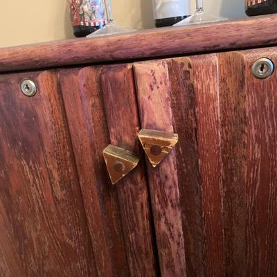 Bar with hinged magnetic closure doors with shelves -wooden 36"H  24"W  16"depth