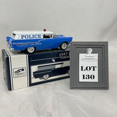 -130- VINTAGE | 1957 Ford Police Car Diecast Liberty Bank