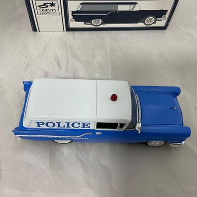 -130- VINTAGE | 1957 Ford Police Car Diecast Liberty Bank