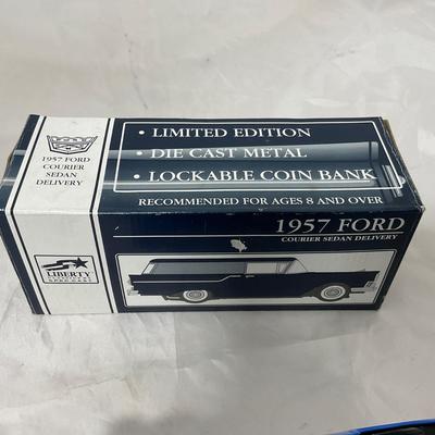 -130- VINTAGE | 1957 Ford Police Car Diecast Liberty Bank