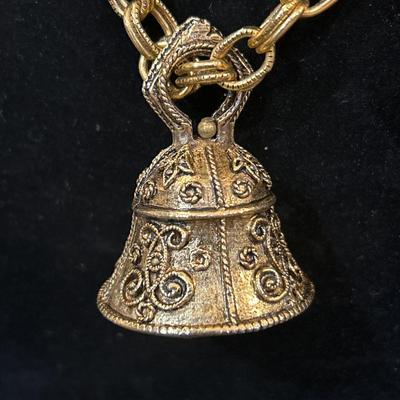 1970â€™s Bell Pendant Necklace and Brass Bell