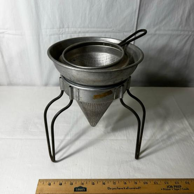 Vintage Wear Ever Aluminum Sieve Colander Strainer & Stand