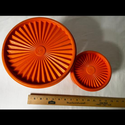 Vintage Tupperware Servalier Canisters Orange with Lids