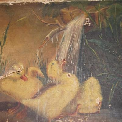 GROUPING OFANTIQUE  PRIMITIVE UNFRAMED OIL ON CANVAS AS IS