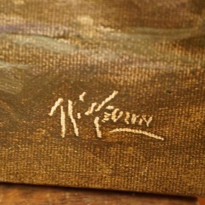 ANTIQUE PRIMITIVE STYLE UNFRAMED OIL ON CANVAS OF WHALE HUNT