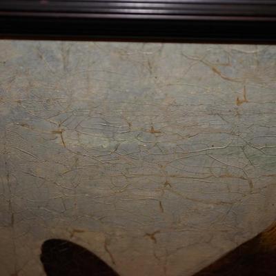 19TH CENTURY PRIMITIVE PAINTING OF A FOWL. FRAMED