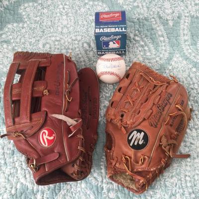 932 Vintage Baseball Lot Gloves Signed Ball Stan Musial