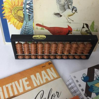933 Vintage Childrenâ€™s Reference Books, Rock Collection and Abacus