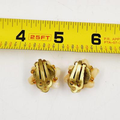 VINTAGE MOTHER OF PEARL CLIP ON EARRING